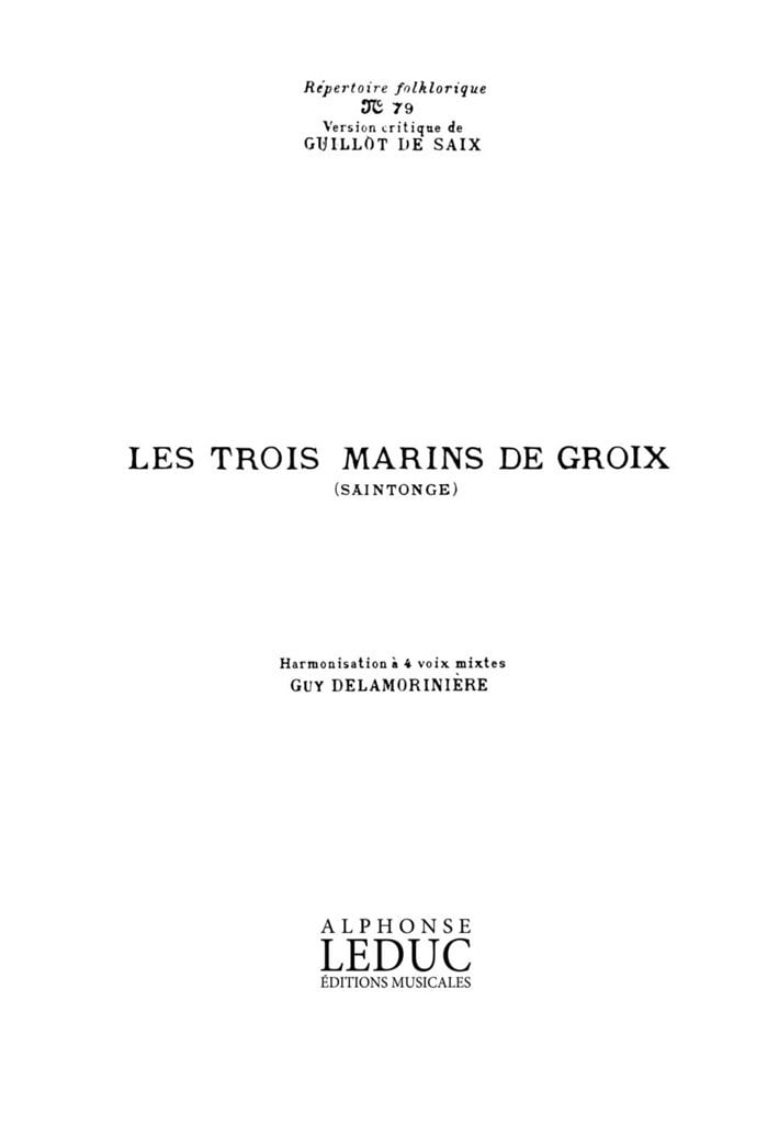 Repertoire Folklorique No79 Les 3 Marins de Groix